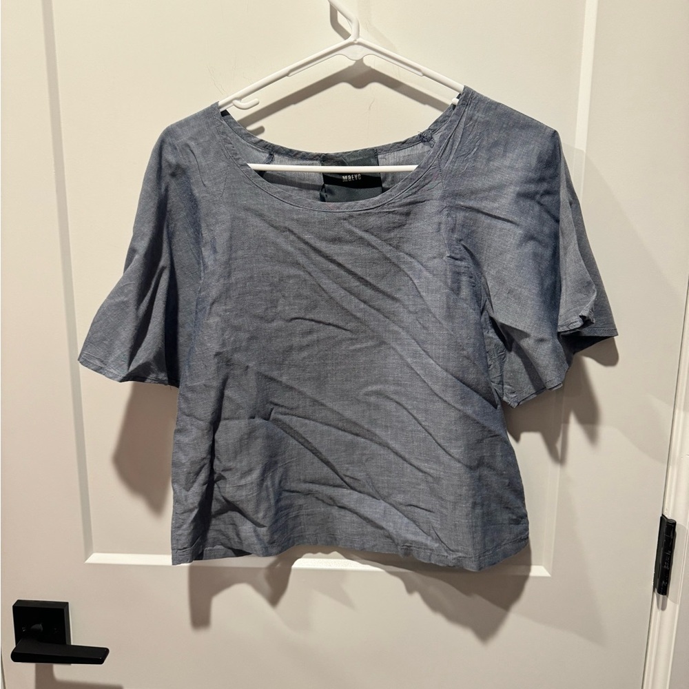 Flutter Sleeve Chambray Top